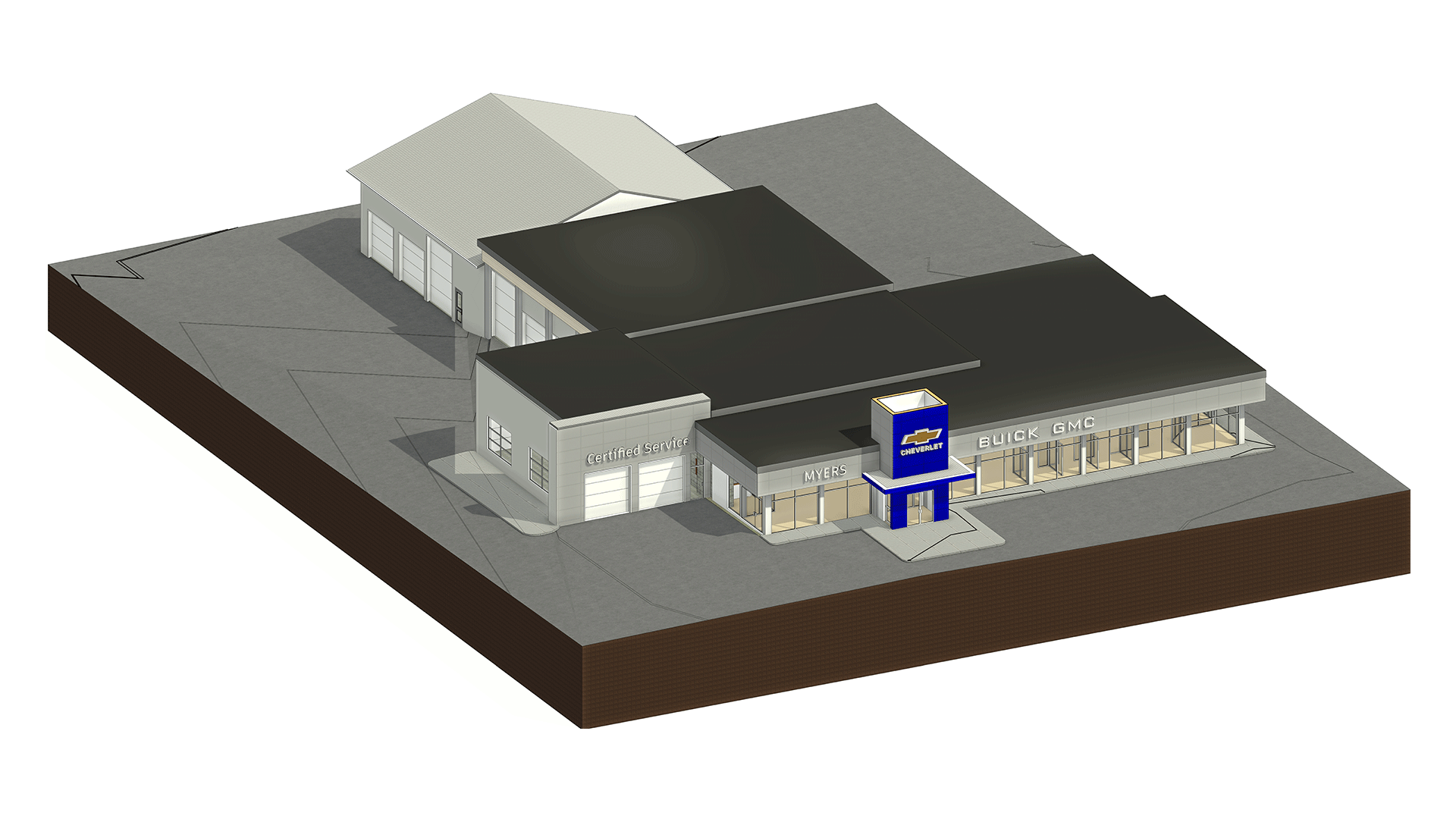 Dealership As-built Model A car dealership Revit model before renovation.